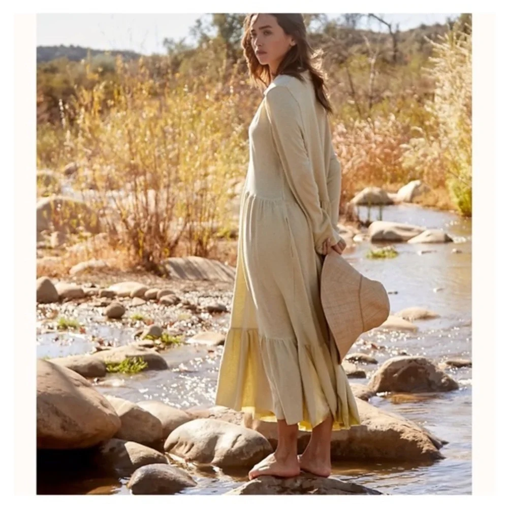 Free People Oversized Moonlight Long Sleeve Cotton & Hemp Midi Dress NWT Size M - Picture 12 of 13